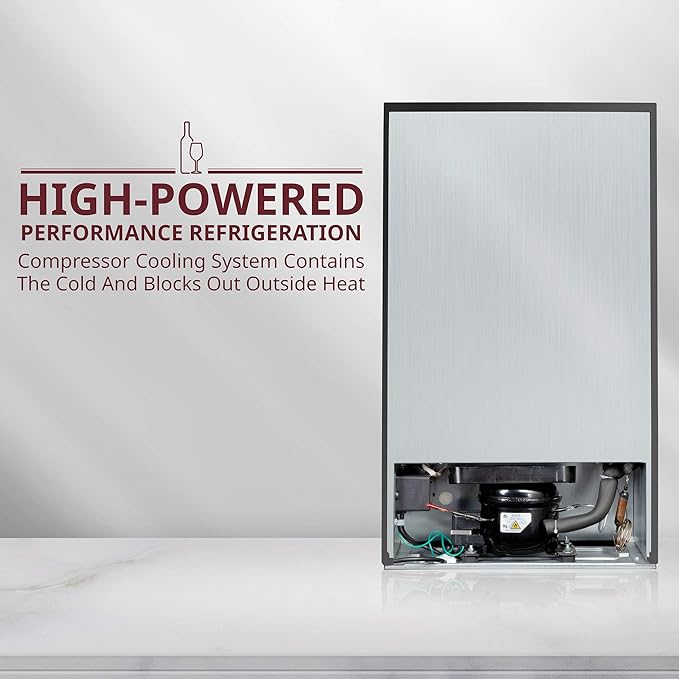 Schmecke 34 Bottle Compressor Wine Cooler Refrigerator w/Lock | Large Freestanding Wine Cellar | 41f-64f Digital Temperature Control Wine Fridge For Red, White, Champagne or Sparkling Wine - Black