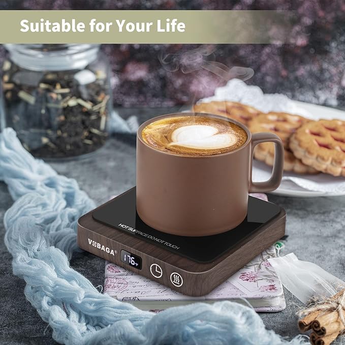 VOBAGA Coffee Mug Warmer & Coffee Warmer for Desk with 5 Temp Settings Display, Mug Warmer with 2-12H Auto Shut Off, Beverage Warmer for Milk, Tea, Candle, Ideal Coffee Gifts for Women Men(No Cup)
