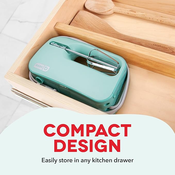 Dash SmartStore™ Compact Hand Mixer Electric for Whipping + Mixing Cookies, Brownies, Cakes, Dough, Batters, Meringues & More, 3 Speed, 150-Watt - Aqua (Pack of 4)