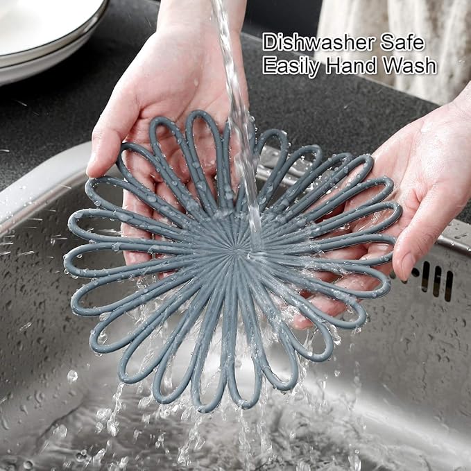 Set of 3 Silicone Trivet Mat - Non-Slip & Heat Resistant Modern Kitchen Hot Pads for Table & Countertop - Trivet for Hot Dishes, Turquoise