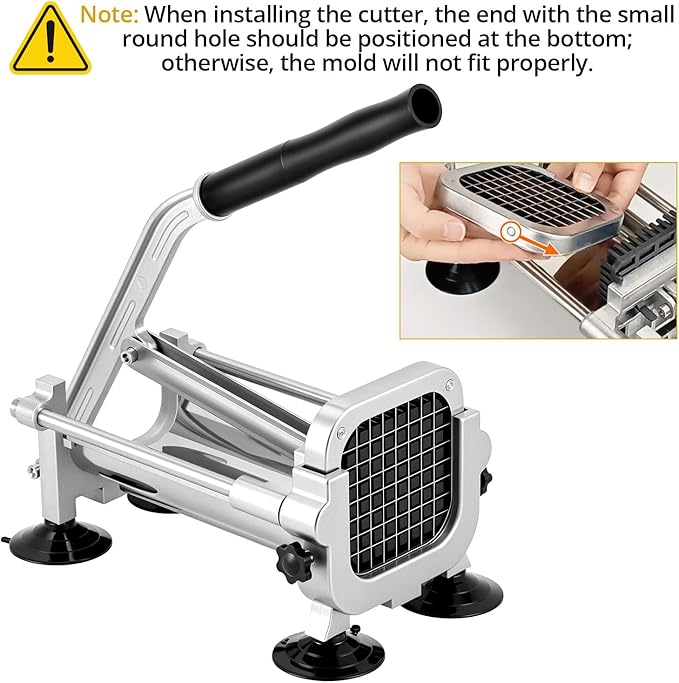 QWORK Stainless Steel French Fry Cutter with 1/2, 3/8 & 1/4 Blades – Compact Lever Slicer for Potatoes, Carrots & Yams
