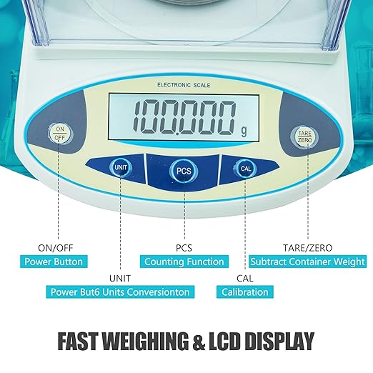Lab Scale 500g x 0.001g, High Precision Analytical Balance with Digital Windshield. Electronic Gram Scale for Jewelry/Kitchen/Scientific Use, 11 Units Conversion, Portable Digital Scientific Scale