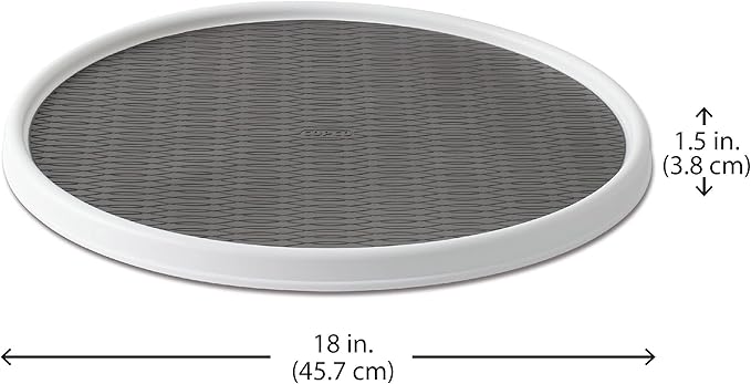 Copco 18-Inch Lazy Susan Turntable Organizer, Non-Skid Pantry or Cabinet Spinner for Spices, Condiments, and Bottles, Durable White/ Gray Design