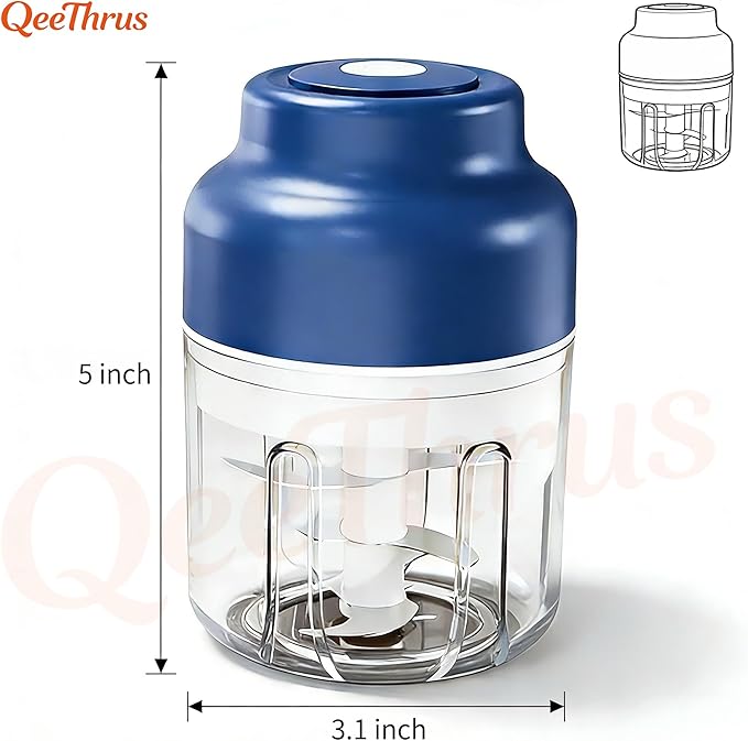 Mini Electric Food, Vegetable, Onion, Garlic, Nut Chopper, Processor & Cutter with Container