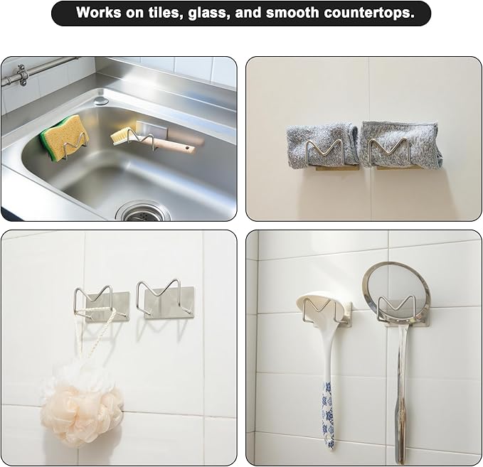 2-Pack Stainless Steel Sponge Holder, Kitchen Sink Caddy Organizer, SUS304 Rustproof, Brushed Finish