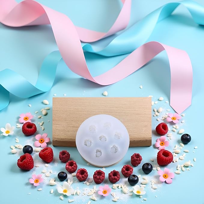 White Molds for Cupcakes Topper Decorating Blueberry Raspberry Icecube Silicone Molds, Fondant Cake Decorating,Baking Tools, Chocolate Candy Making Mold Pastry and Baking