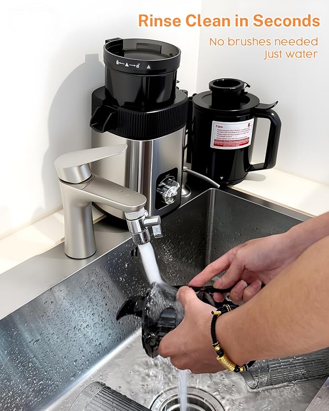 Kndko Cold Press Juicer with 4.35" Wide Feed Chute, Slow Masticating Machine Fit Whole Fruits & Vegetables, High Juice Yield, Stainless Steel Juicer Machine with Large Auger, Easy to Clean