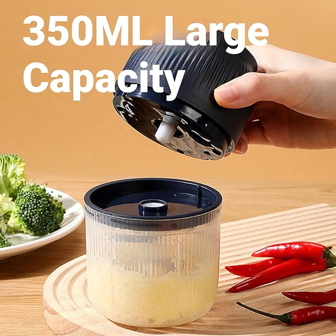 2026 New Electric Garlic Chopper, Mini Portable Veggie Chopper, Small Cordless Garlic Choppers Mincer, USB Rechargeable, 350ML Electric Mini Veggie Cutter for Onion, Garlic, Chili, Ginger (Blue*2)