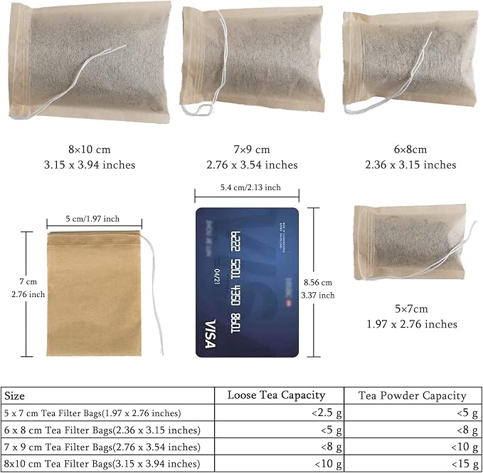 NEPAK 600 Pcs Disposable Tea Filter Bags for Loose Tea,Drawstring Empty Tea Bags for Loose Leaf Tea,with 100% Natural Unbleached Paper(1.97 x 2.76 inch)