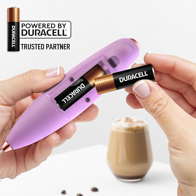 Zulay Kitchen Patented Tornado Triple Whisk Milk Frother with 4 Duracell Batteries – Handheld Foam Maker for Coffee, Lattes, Matcha & Hot Chocolate – Rich, Creamy Froth in Seconds - Rose Gold