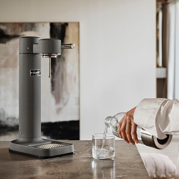 Aarke Carbonator lll, Sparkling & Carbonation Water Machine, Stainless Steel with PET BPA-Free Reusable Bottle Volume 1L/34 fl oz (Matte Grey)