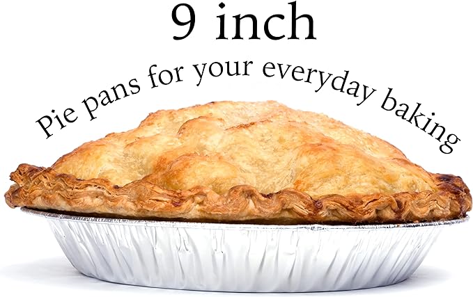 9" Aluminum Foil Pie Tins (25 Pack), Disposable Aluminum Pie Pans, Foil Pans for Baking, Cooking, Freezer Safe, Round Foil Pans, Foil Plates Perfect for Quiche, Tarts, Pies, & Takeout Spare Essentials