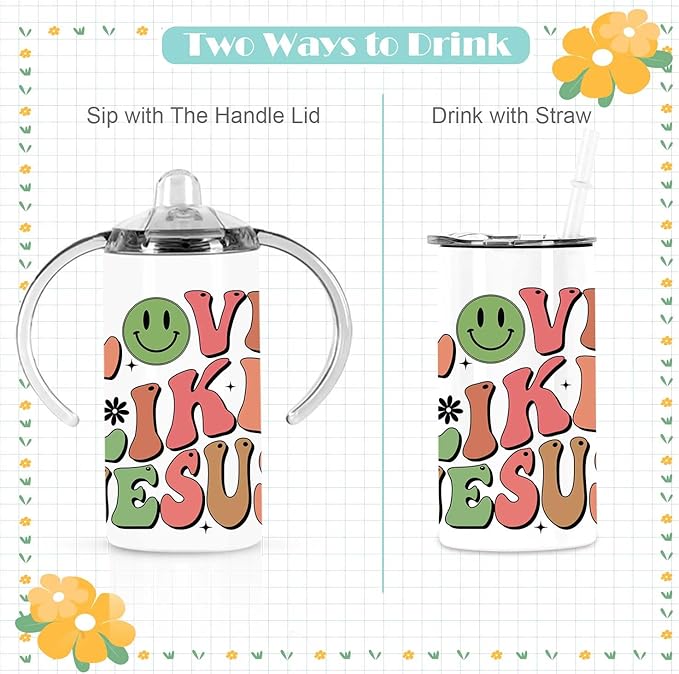 12 Oz Sublimation Sippy Cup 6 Pack, Kids Sublimation Sippy Tumblers, Stainless Steel Todder Water Bottle