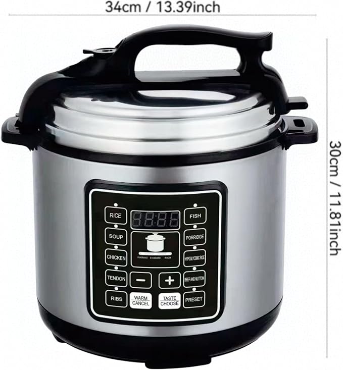 Electric Pressure Cooker, 6 Liters, Slow Stew Pot With 24-Hour Reservation Function, 10 In 1 Rice Cooker, Wok, Cake, Yogurt, Etc., Stainless Steel/Black