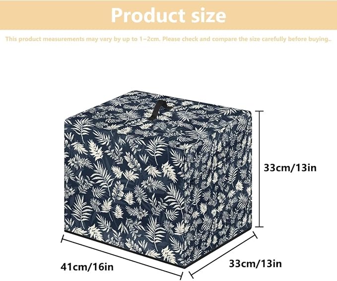 Meat Slicer Cover with Side Pockets for Home Use Dust-proof Food Slicers Meat Slicer Protection Case for Recipe Stainless Steel Blade, Brush, Kitchen Decor, Retro Palm Leaf Pattern Print
