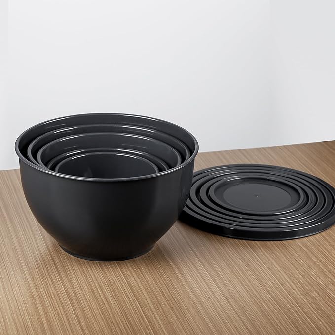 Greentainer Plastic Mixing Bowls with Lids Set for Kitchen, 5 Set Nesting Bowls for Mixing, Baking, Prepping, Cooking and Serving Food, Mixing Bowls Dishwasher, Microwave Safe