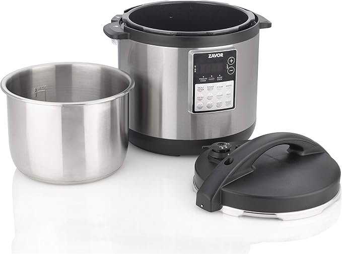 Zavor LUX Edge, 8 Quart Programmable Electric Multi-Cooker: Pressure Cooker, Slow Cooker, Rice Cooker, Yogurt Maker, Steamer and more - Stainless Steel (ZSELE03)