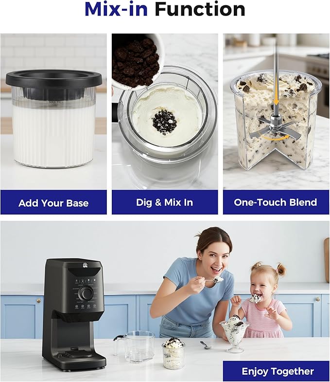 12-in-1 Ice-Cream Maker Machine - 11 Preset Programs & Self-Cleaning, Healthy Frozen Yogurt Maker for Gelato, Slushies, Sorbet, Mix-ins & More, Includes (2) Pint Containers, Mother's Day