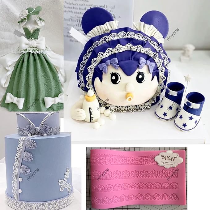 Embossing Mat Lace Band Silicone imprint Fondant impression Sugar Paste Mould Cake Decoration Tools Kitchen chocolate Sugar Paste Baking Mold Cookie Pastry