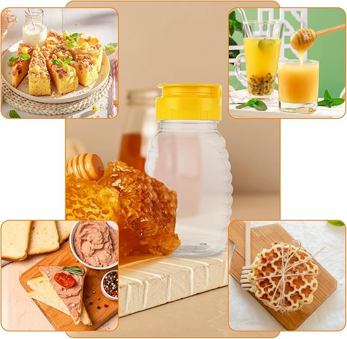 30 Pack Plastic Honey Jar Clear 5 oz Empty Squeeze Honey Bottles with Flip Top Lid, Refillable Honey Squeeze Containers for Storing and Dispensing