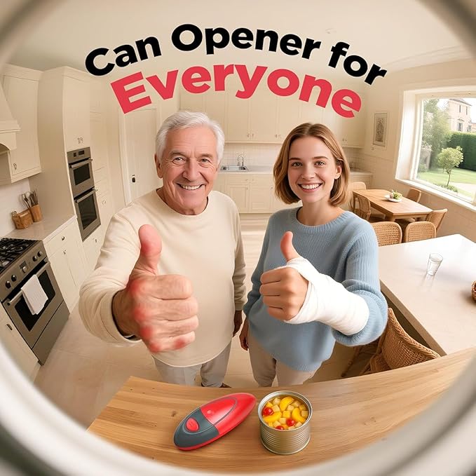 Easy Electric Can Opener One Touch Fits All Can Sizes with Safety Smooth Edge for Kitchen, Hands Free Can Opener electric with Battery Operation for Seniors, Arthritis and Chef
