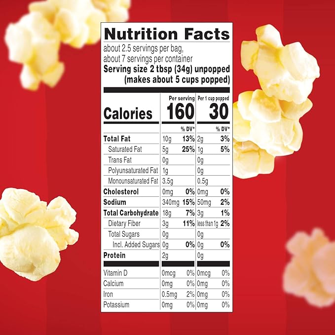 Orville Redenbacher’s Microwave Popcorn, Movie Theater Butter Flavor, 3g Fiber Per Serving, 3.29 oz., 3-Count (12 Boxes)