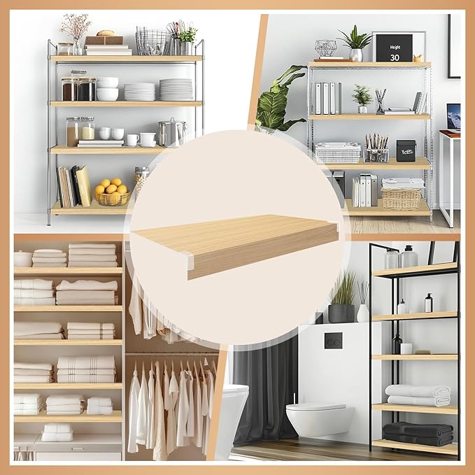 5 Pcs Wire Rack Covers 24x12x3 inch PVC Pantry Shelf Cover 0.31 inch Thick Removable Closet Wire Rack Shelf Covers,Decoration Kitchen Bathroom Office Shelving (Wood Color,24x12x3 inch)