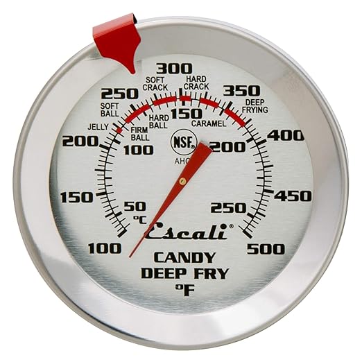 Escali AHC2 Stainless Steel Deep Frying and Candy Thermometer with Pot Clip, 12-Inch Probe with Candy Temperature Zones, NSF Certified
