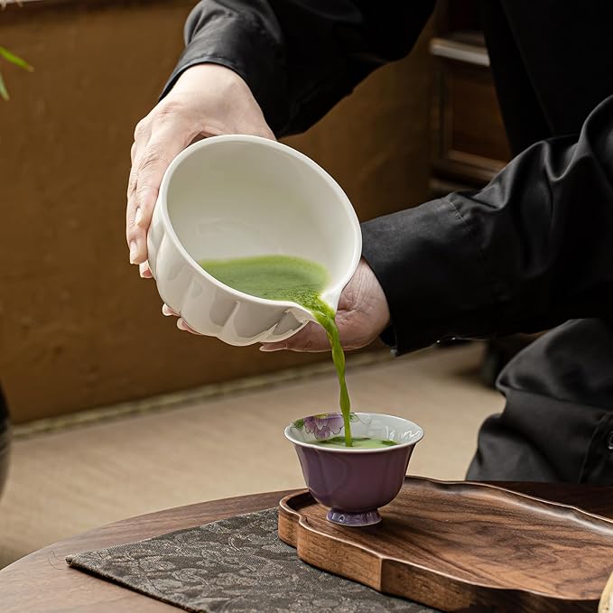 Matcha Whisk Set, Matcha Set Includes Ceramic Matcha Bowl, Bamboo Whisk, Scoop, Chasen Holder, Sifter, 5 Pcs Perfect Matcha Kit for Macha Lover (Pearl White)