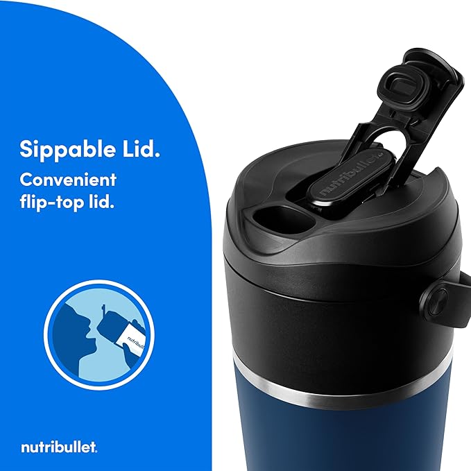 nutribullet Flip Portable Blender with Insulated Cup, Cordless, Matte Indigo, NBPB50350IND