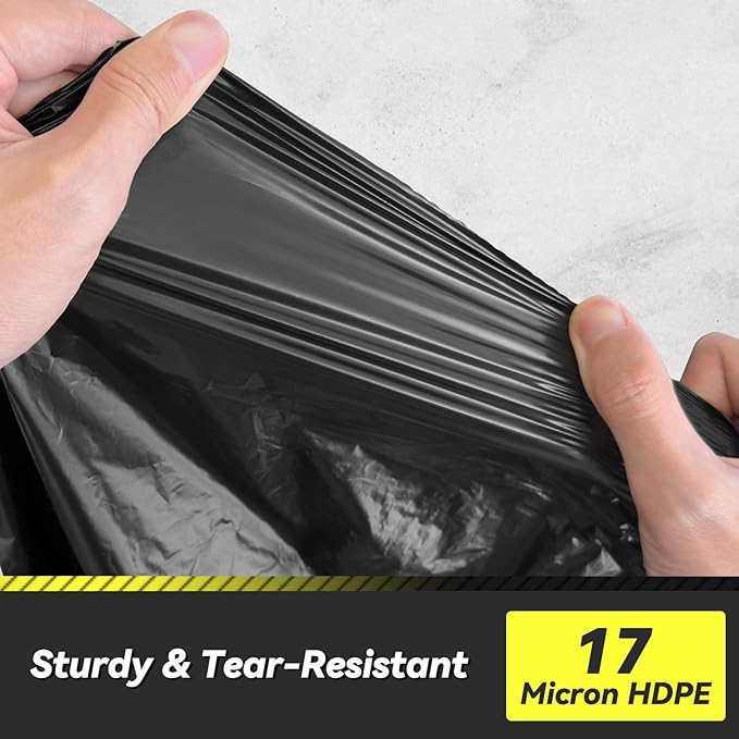 100 Count 55-60 Gallon Trash Bags, Sturdy & Tear-Resistant Commercial Can Liners 55 Gallon, Large Garbage Bags, Large Black Trash Bags for Commercial, Lawn and Leaf Bags
