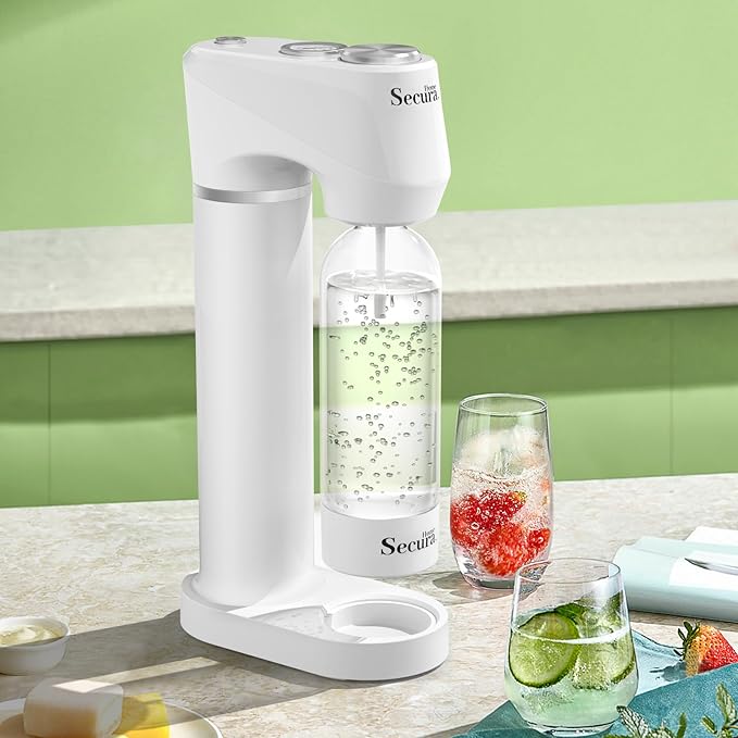 Secura Home Soda Streaming Machine Soda Maker, Sparkling Water and Carbonated Water Machine, Compatible with 60l Co2 Cylinders (Not Included)