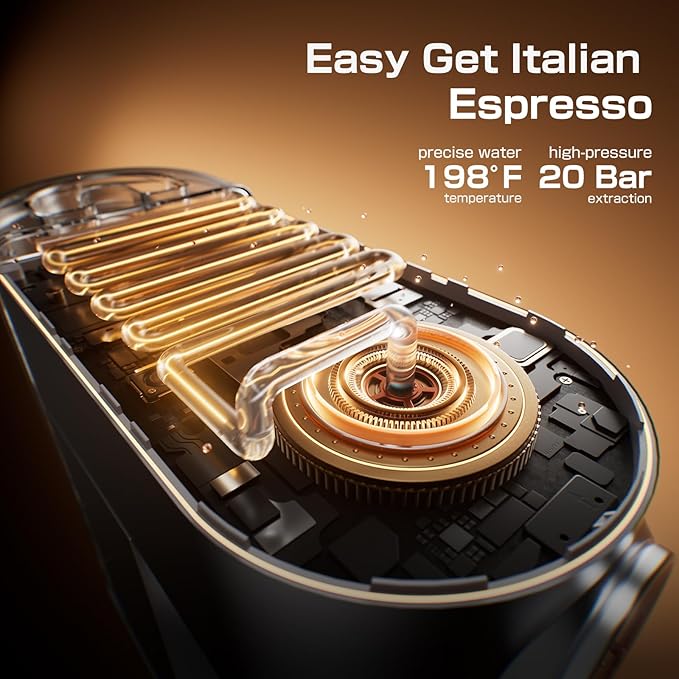 atatix Espresso Machine, 20 Bar Compact Espresso Coffee Machine with Milk Frother, Stainless Steel Coffee Maker with 44oz Removable Water Tank & Fast Heat System for Cappuccino, Latte
