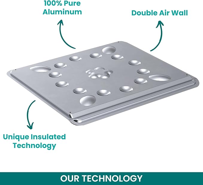 Baker's Secret Pure Aluminum Insulated 16" Cookie Sheet Commercial Grade, 100% Recycled Alu Cookie Sheet Extra Thick - The Natural Aluminum Collection