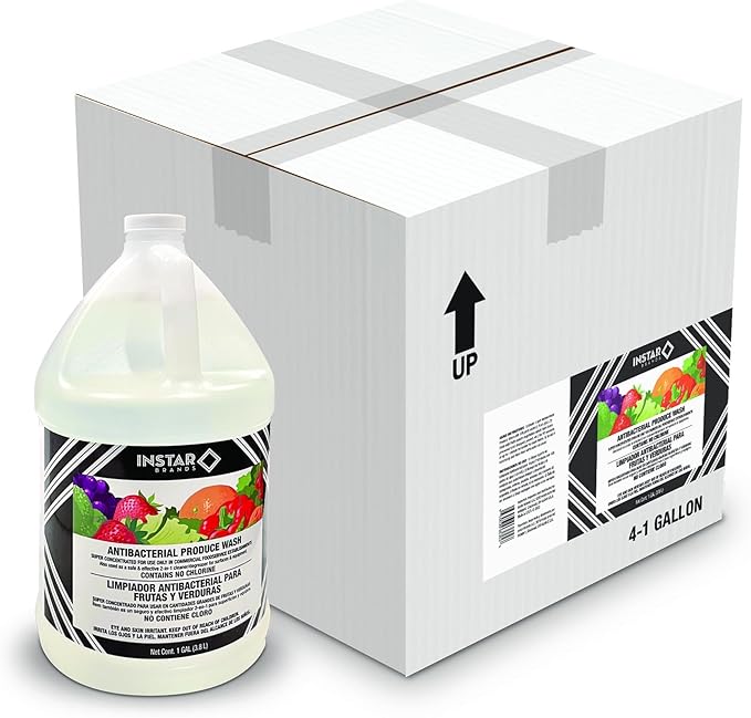 InStar Produce Wash & Cleaner - 1 Gal Liquid Concentrate (128 fl oz / 3.8 L) - 100% Natural - Each Bottle Makes 128 Gallons (450 L) of Liq Solution