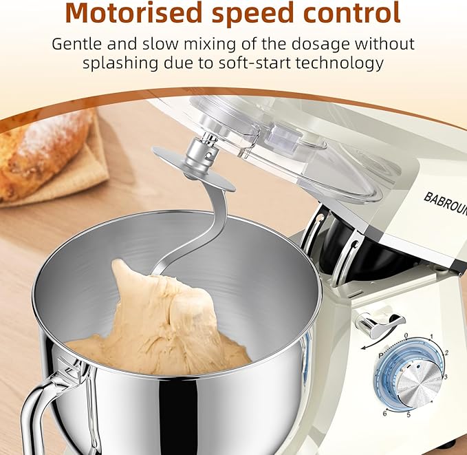 Dough Mixer 8.45 QT Electric Mixer - 660W 6 Speed Large Capacity Kitchen Stand Mixer with Whisk Dough Hook Mixing Beater Household Food Mixer for Baking Cakes Cookie Bread Salad