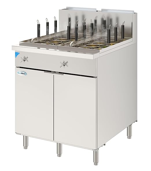 KoolMore 12-Basket 22 Gallon Commercial Natural Gas Pasta Cooker with 140,000 BTU, ETL Listed in Stainless-Steel (KM-PC12-NG)
