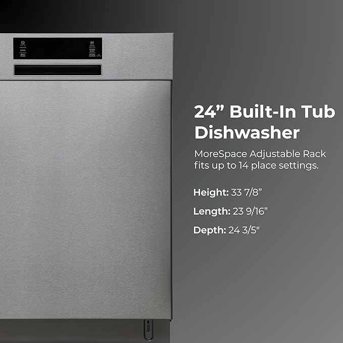 Kenmore 22-14595 24" Built-In Dishwasher - UltraWash, SmartWash, Sanitize Rinse, SmartDry and Leak Detection - 14 Place Settings - 51 DBA - ENERGY STAR Certified - 24" - Stainless Steel