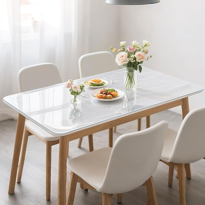 Clear Table Protector 36 x 48 Inch, 1.4mm Thick Waterproof PVC Plastic Table Cover, Durable Table Pad for Dining Room, Kitchen, Writing Desk, and Coffee Tables