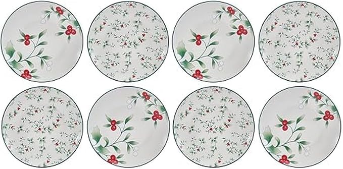 Pfaltzgraff Winterberry Holiday Set of 4 Assorted Appetizer Plates, 6 Inch, Multicolored (Pack of 2)