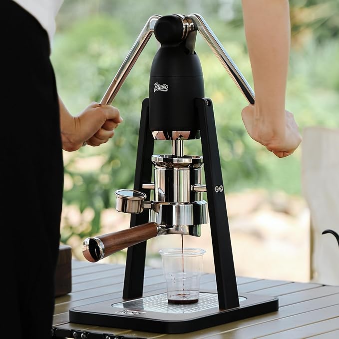 Manual Espresso Maker Set - Hand Press Espresso Machine – 12Bar Pressure Profiling, Dual-Lever Manual Coffee Maker with Pre-Infusion, Portable for Custom Espresso Shots, Stainless Steel (Black)