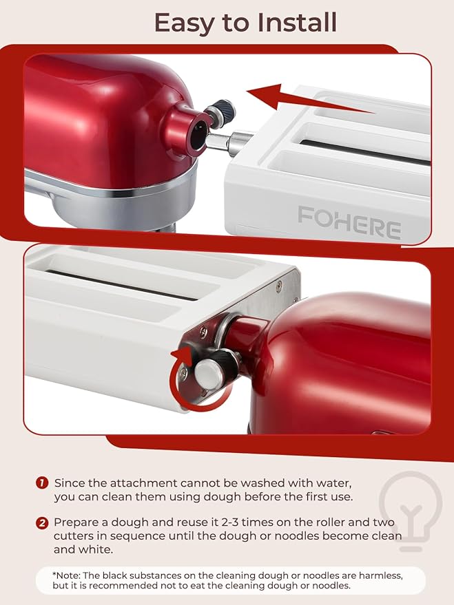 3-IN-1 Pasta Maker Attachment for KitchenAid Stand Mixer, Pasta Maker Accessories with Pasta Roller, Fettuccine Cutter, Spaghetti Cutter and Cleaning Brush, Homemade Fresh Noodles and Italian Cuisine