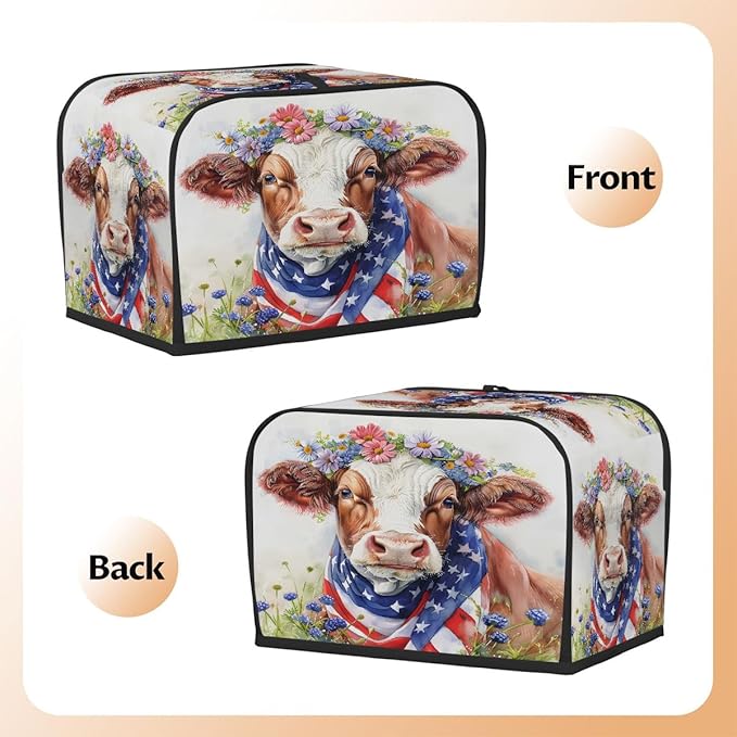 Animal Highland Cow Flower Toaster Cover 4 Slice Dust and Fingerprint Protection Toaster Bread Maker Covers Washable Kitchen Small Appliance Covers for Kitchen Accessories Decor Bakeware Women Gift