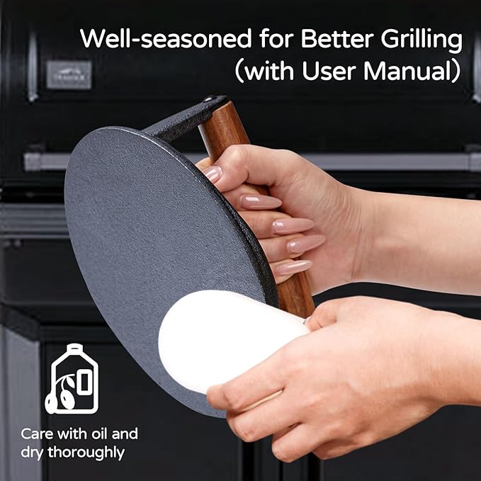 7 Inch Cast Iron Burger Press Set with Stainless Steel Spatula, Seasoning Shaker & Patty Papers - Heavy-Duty Smash Burger Maker for Griddle, BBQ & Camping
