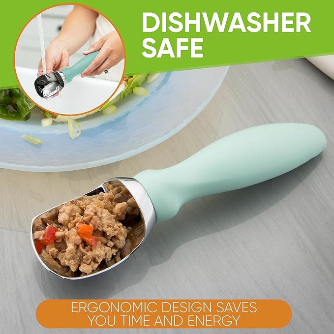 Spring Chef Heavy Duty Ice Cream Scoop with Comfortable Handle, Premium Ice Cream Scooper for Cookie Dough, Frozen Yogurt, Gelato, Sorbet, Melon - Dishwasher Safe Kitchen Tools - 2 Pack - Mint