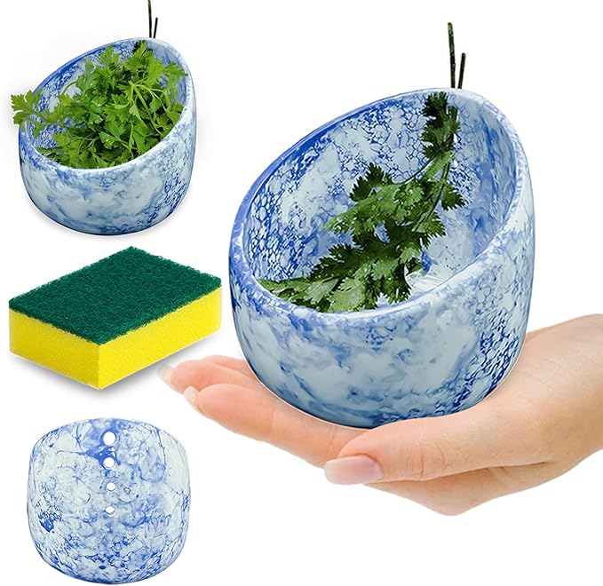 Pottery Herb Stripper,Herb Stripper，Herb Stripper Bowl Ceramic,Kitchen Herb Stripping Tool Efficient Leaf Removal Tool for Kale,Chard,Cilantro，Thyme, Basil, Parsley, Rosemary