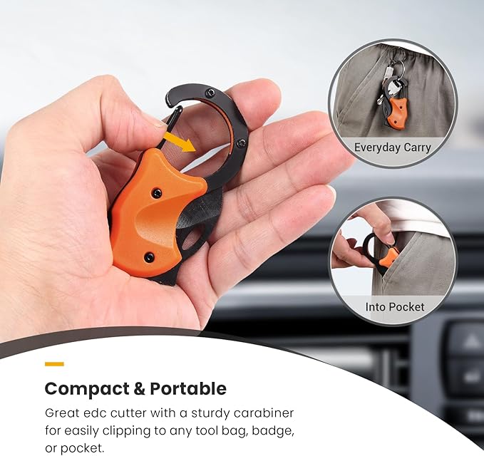 Small Pocket Knife for Men, Cool Folding Knife Box Cutter with 1.34inch Sharp Blade, Mini EDC Knives for Everyday Carry, Great Gift for Men (Orange)