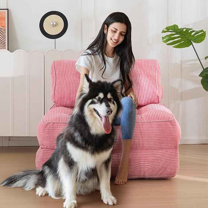 MAXYOYO Folding Sofa Bed, Convertible Sleeper Chair with Pillow Foldable Mattress with Back Support, Portable Fold Out Chair Bed Comfy Floor Sofa Lounge for Living Room Bedroom, Pink, Single