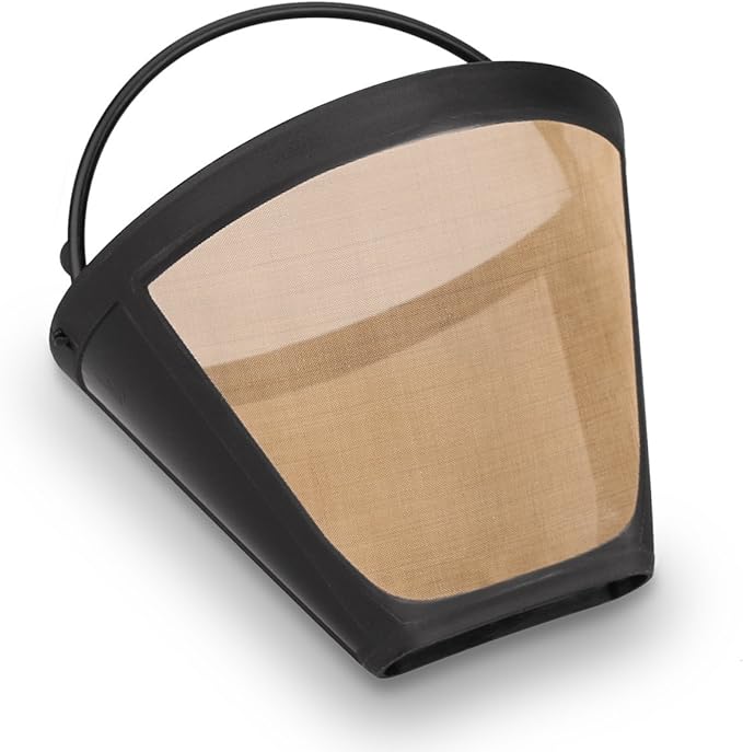 NRP Classic #4 Gold-tone Coffee Filter Universal for Cuisinart Coffeemaker 8-12 cup Cone shape with oval rim Permanent Filter
