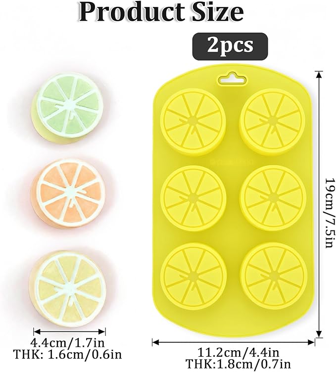 3D Lemon Candy Mold, 2 Pack Silicone Fruit Molds, Ymapinc Reusable Baking Mold for Chocolates, Jellies, Candles & Desserts, Oven/Dishwasher Safe Candy Making Supplies